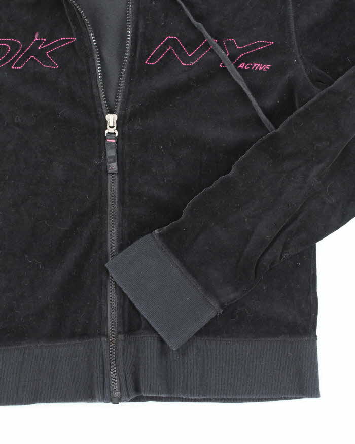 Vintage Y2K Women's DKNY Velour Zip Up Hoodie - L