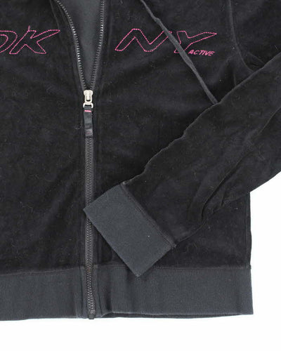 Vintage Y2K Women's DKNY Velour Zip Up Hoodie - L