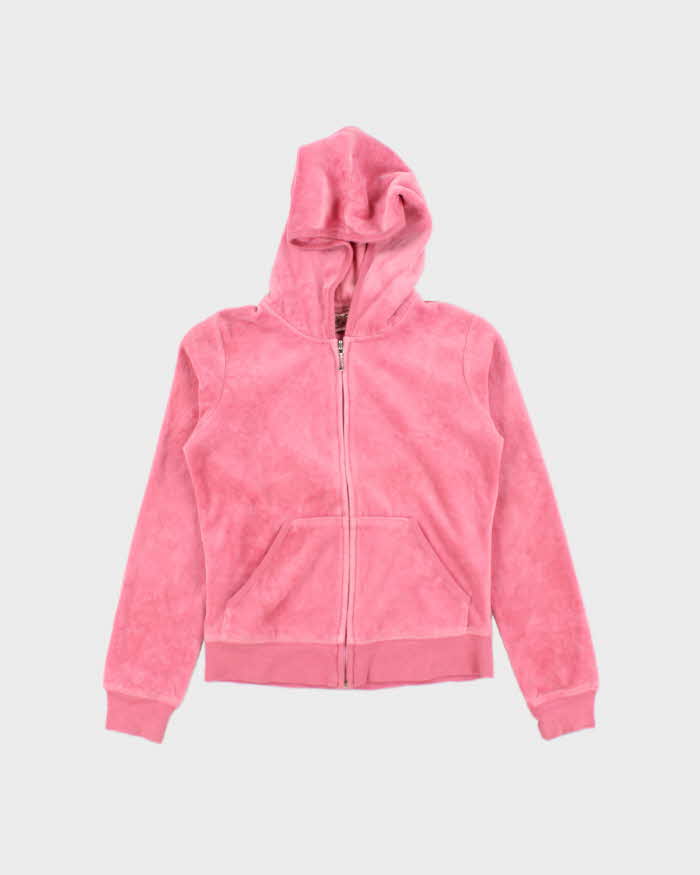 Vintage Y2k 00s Juicy Couture Pink Velour Hoodie - S