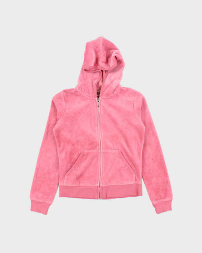 Vintage Y2k 00s Juicy Couture Pink Velour Hoodie - S