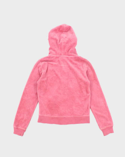 Vintage Y2k 00s Juicy Couture Pink Velour Hoodie - S