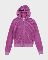 Vintage Y2k 00s Juicy Couture Purple Velour Hoodie - S
