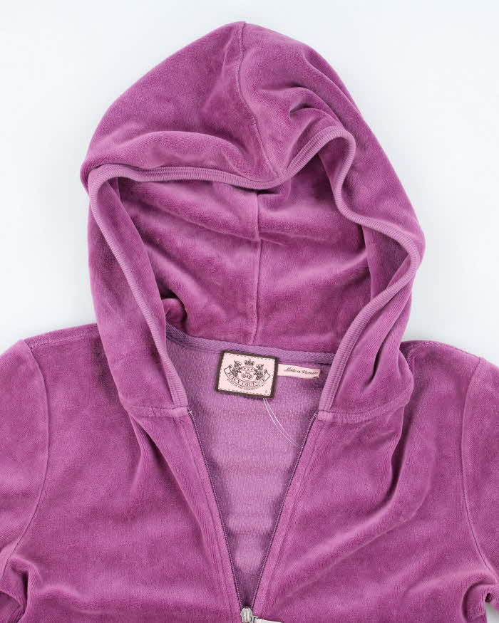 Vintage Y2k 00s Juicy Couture Purple Velour Hoodie - S