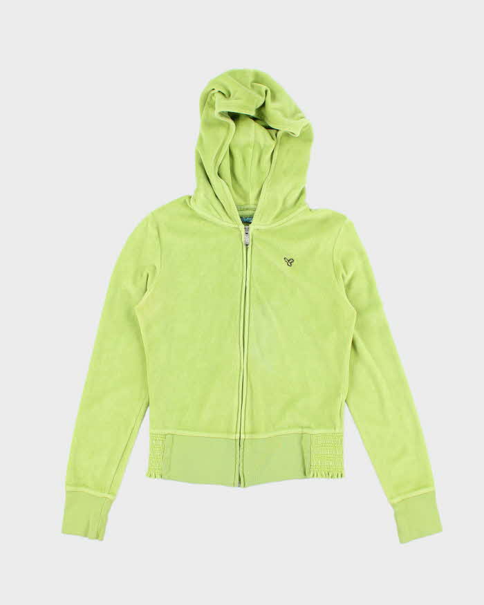 Vintage Y2k 00s Tna Green Velour Hoodie - S
