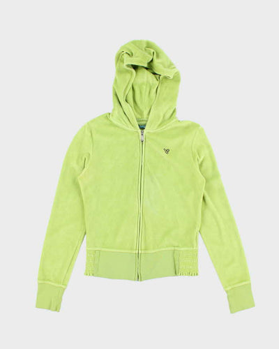 Vintage Y2k 00s Tna Green Velour Hoodie - S