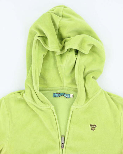 Vintage Y2k 00s Tna Green Velour Hoodie - S