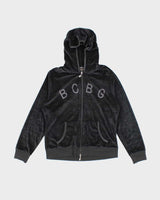 Y2k 00s BCBG Velour Rhinestone Hoodie - L