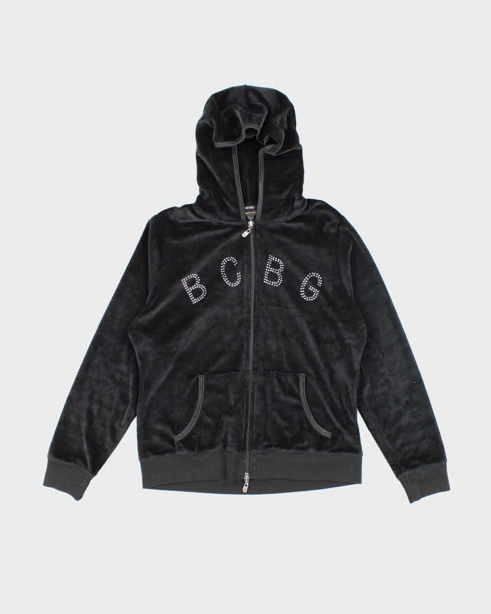 Y2k 00s BCBG Velour Rhinestone Hoodie - L