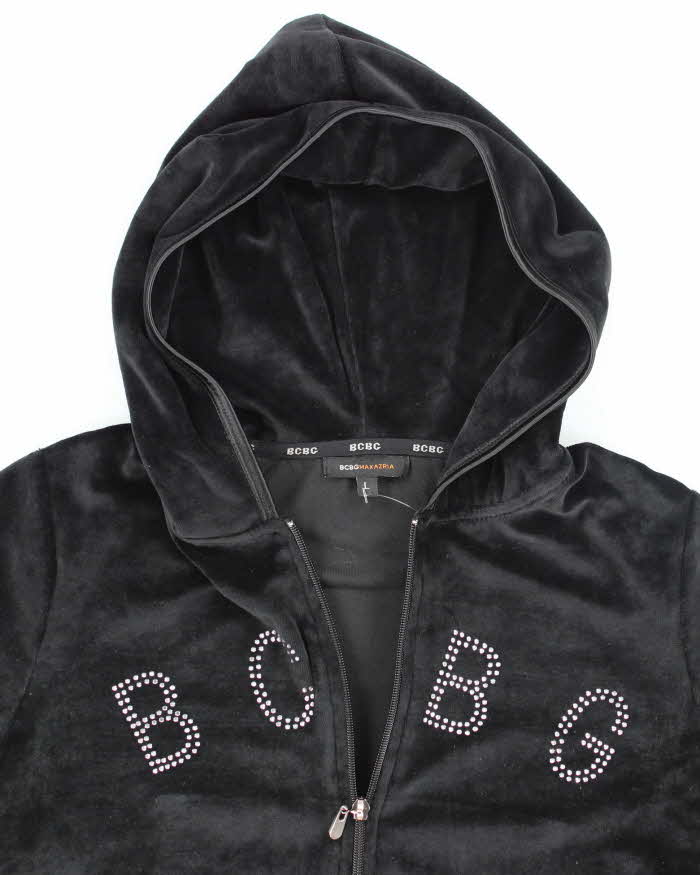 Y2k 00s BCBG Velour Rhinestone Hoodie - L