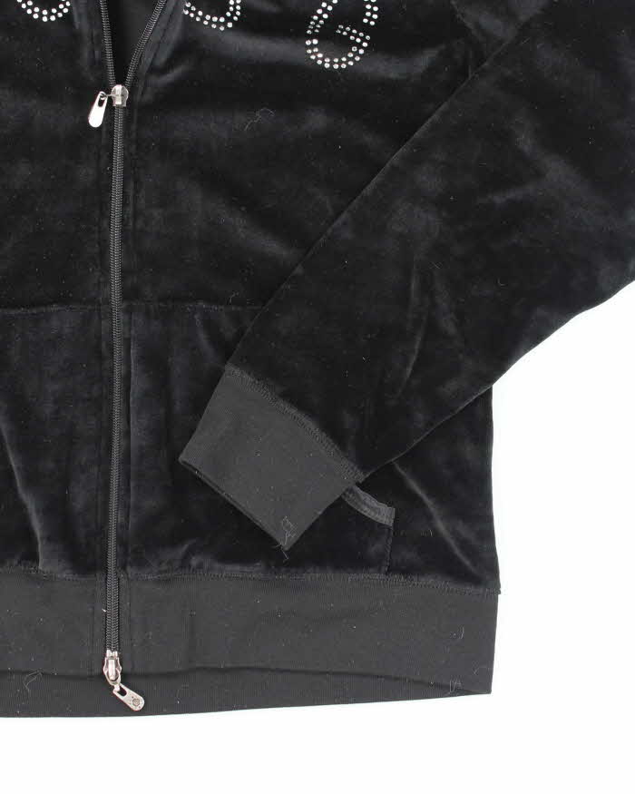 Y2k 00s BCBG Velour Rhinestone Hoodie - L