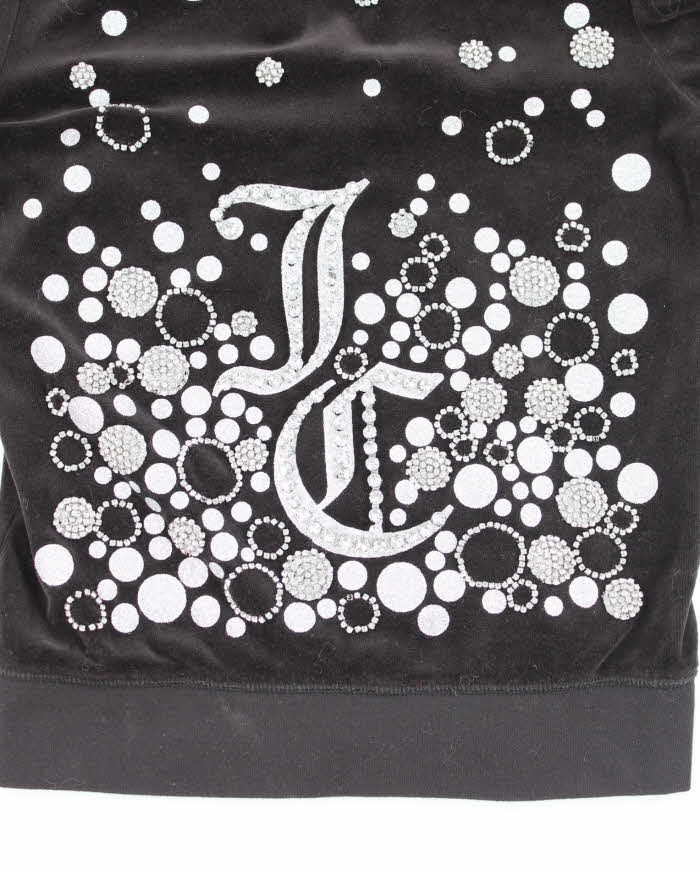 Vintage Y2k 00s Juicy Couture Black Rhinestone Hoodie - S