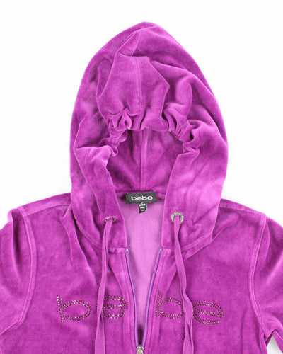 Vintage Y2k 00s Bebe Rhinestone Velour Hoodie - XS