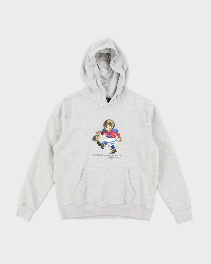 Vintage Women's Ralph Lauren Polo Bear Graphic Print Hoodie - L