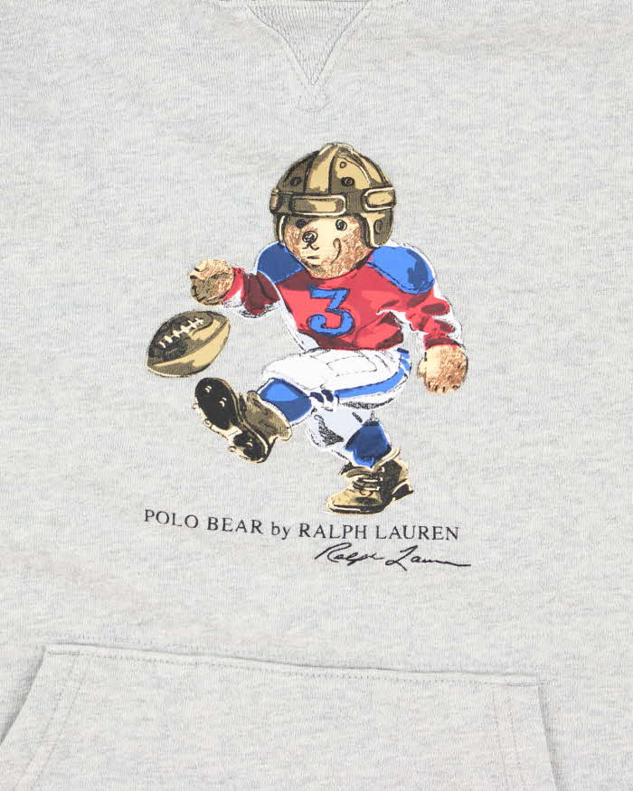 Vintage Women's Ralph Lauren Polo Bear Graphic Print Hoodie - L