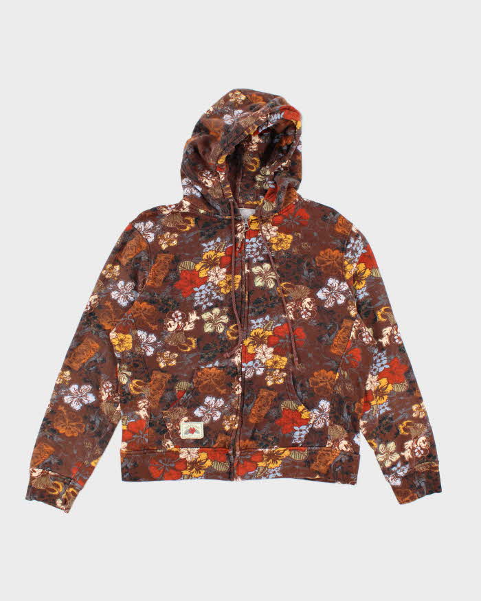 Vintage Women's Disney Surf Co. Floral Print Zip Up Hoodie - M