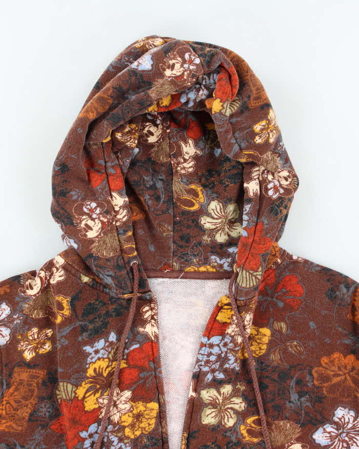 Vintage Women's Disney Surf Co. Floral Print Zip Up Hoodie - M