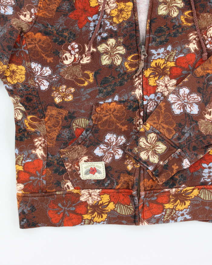 Vintage Women's Disney Surf Co. Floral Print Zip Up Hoodie - M