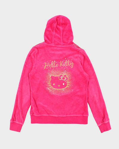 Vintage Y2k 00s Hello Kitty Pink Velour Zip-Up Hoodie - S