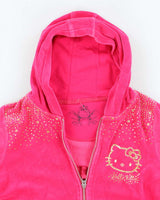 Vintage Y2k 00s Hello Kitty Pink Velour Zip-Up Hoodie - S
