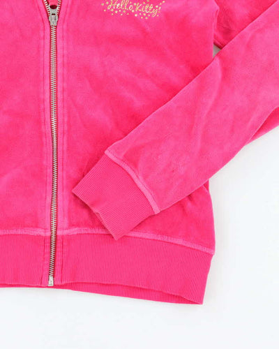 Vintage Y2k 00s Hello Kitty Pink Velour Zip-Up Hoodie - S