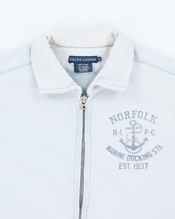Vintage Women's Ralph Lauren Marine Docking Graphic Full Zip Sweatshirt - S