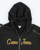 Vintage Women's Y2K Guess Jeans Spell Out Zip Up Hoodie - L