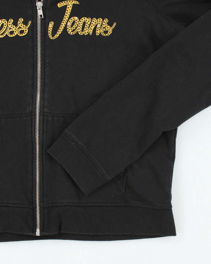 Vintage Women's Y2K Guess Jeans Spell Out Zip Up Hoodie - L