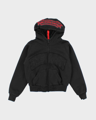Vintage Y2K Dussault Cropped Centre Logo Zip Up Hoodie - S