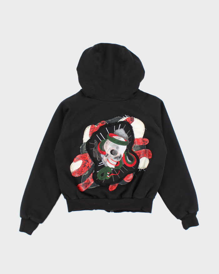 Vintage Y2K Dussault Cropped Centre Logo Zip Up Hoodie - S