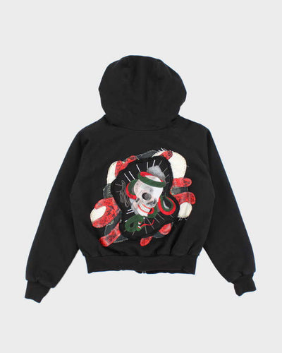 Vintage Y2K Dussault Cropped Centre Logo Zip Up Hoodie - S