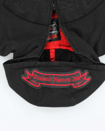 Vintage Y2K Dussault Cropped Centre Logo Zip Up Hoodie - S