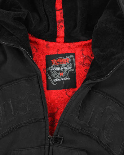 Vintage Y2K Dussault Cropped Centre Logo Zip Up Hoodie - S