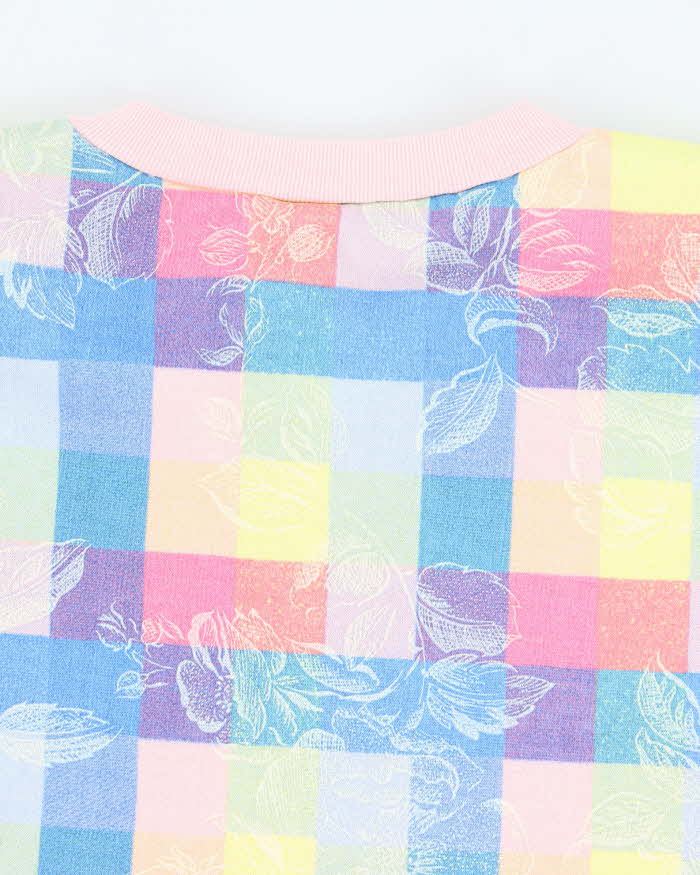 Vintage 80's Women's Floral Patterned V-Neck Sweatshirt - S