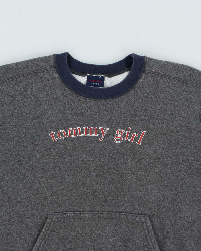 Vintage Y2K Tommy Girl Cropped Spell Out Sweatshirt - L