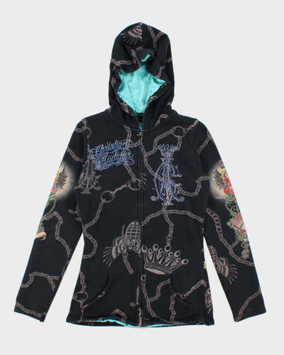 Vintage Y2K Women's Christian Audiger Sequined Zip Up Hoodie - S