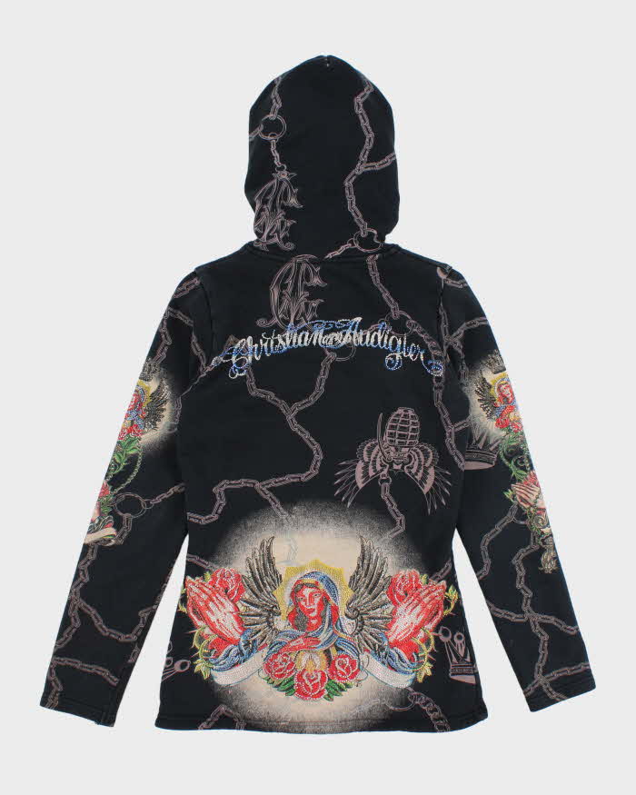 Vintage Y2K Women's Christian Audiger Sequined Zip Up Hoodie - S