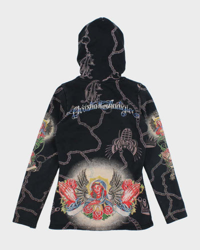 Vintage Y2K Women's Christian Audiger Sequined Zip Up Hoodie - S