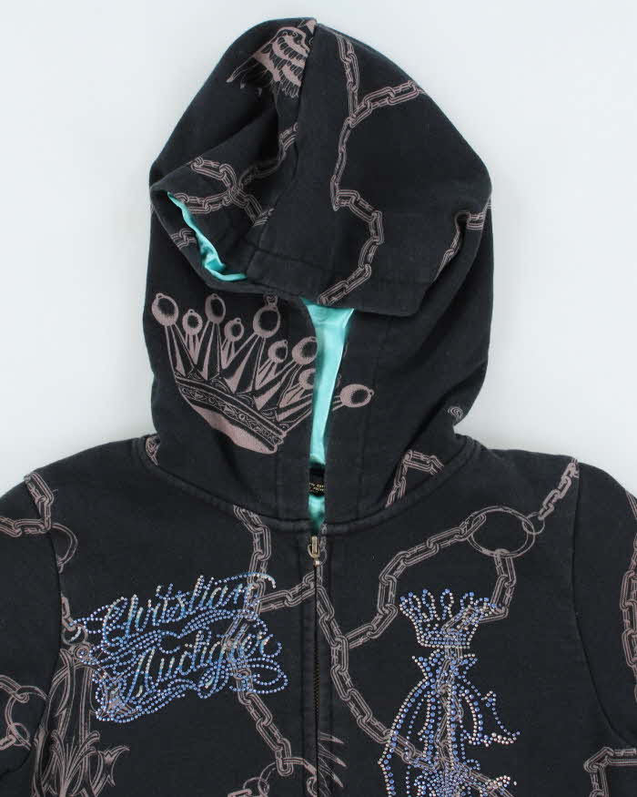 Vintage Y2K Women's Christian Audiger Sequined Zip Up Hoodie - S