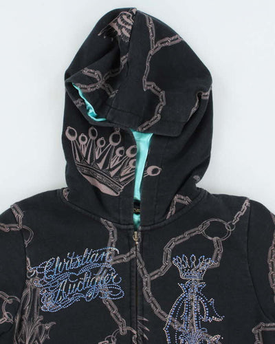 Vintage Y2K Women's Christian Audiger Sequined Zip Up Hoodie - S