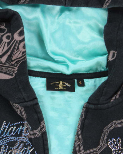 Vintage Y2K Women's Christian Audiger Sequined Zip Up Hoodie - S