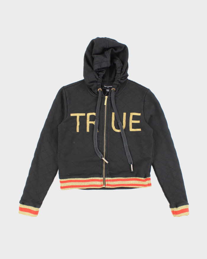 Vintage Y2K Women's True Religion Spell Out Zip Up Hoodie - XS