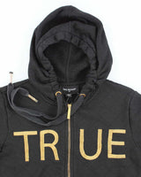 Vintage Y2K Women's True Religion Spell Out Zip Up Hoodie - XS