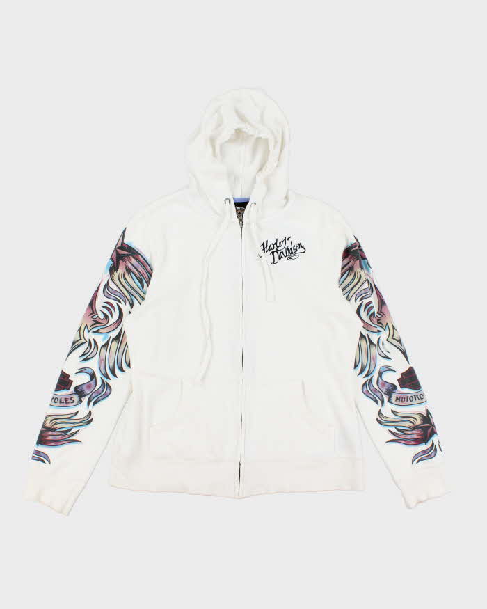 Vintage 2000's Women's Harley Davidson Graphic Print Zip Up Hoodie - L