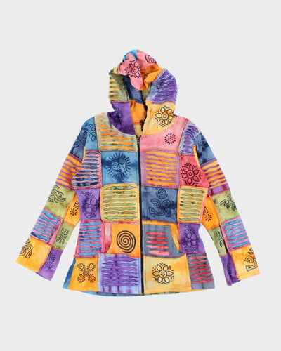 Vintage Y2K Rising International Textured Zip Up Hoodie - M