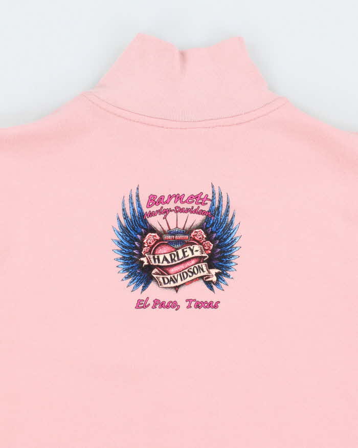 Vintage Y2k 00s Harley Davidson Pink Zip-Up Jumper - L