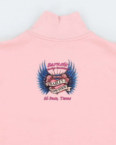 Vintage Y2k 00s Harley Davidson Pink Zip-Up Jumper - L