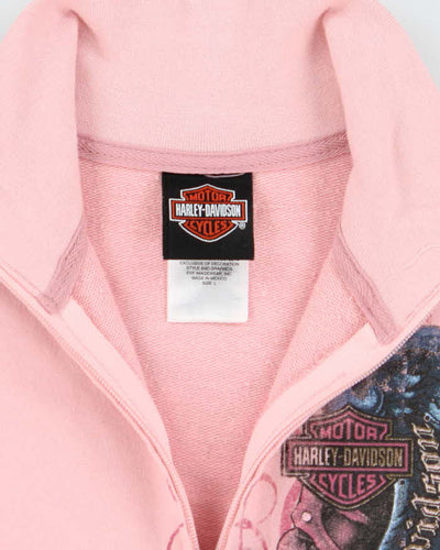 Vintage Y2k 00s Harley Davidson Pink Zip-Up Jumper - L