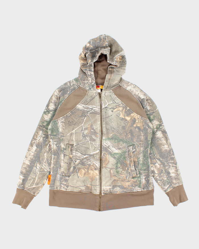 Vintage Y2K Women's She Outdoor Real Tree Camouflage Zip Up Hoodie - M