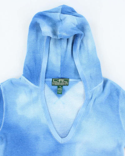 Vintage Y2K Women's Ralph Lauren Faded V-Neck Hoodie - M