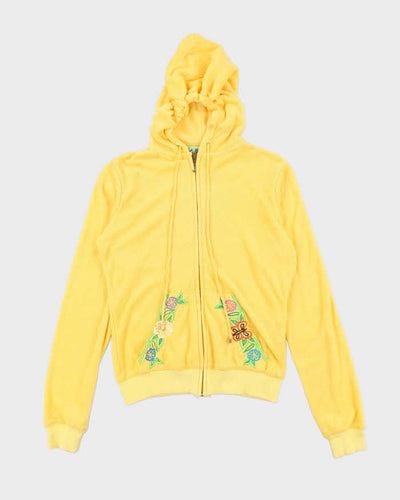 Vintage Y2K Juicy Couture Flower Embroidered Zip Up Hoodie - L
